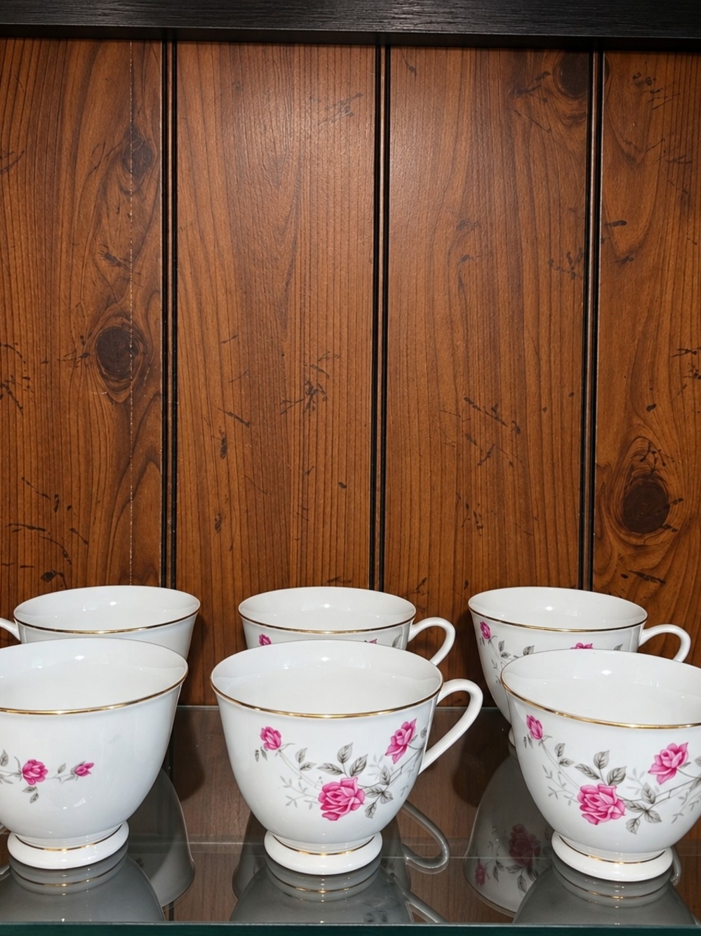 Beautiful vintage floral teacup set of 6 featuring delicate pink rose and floral